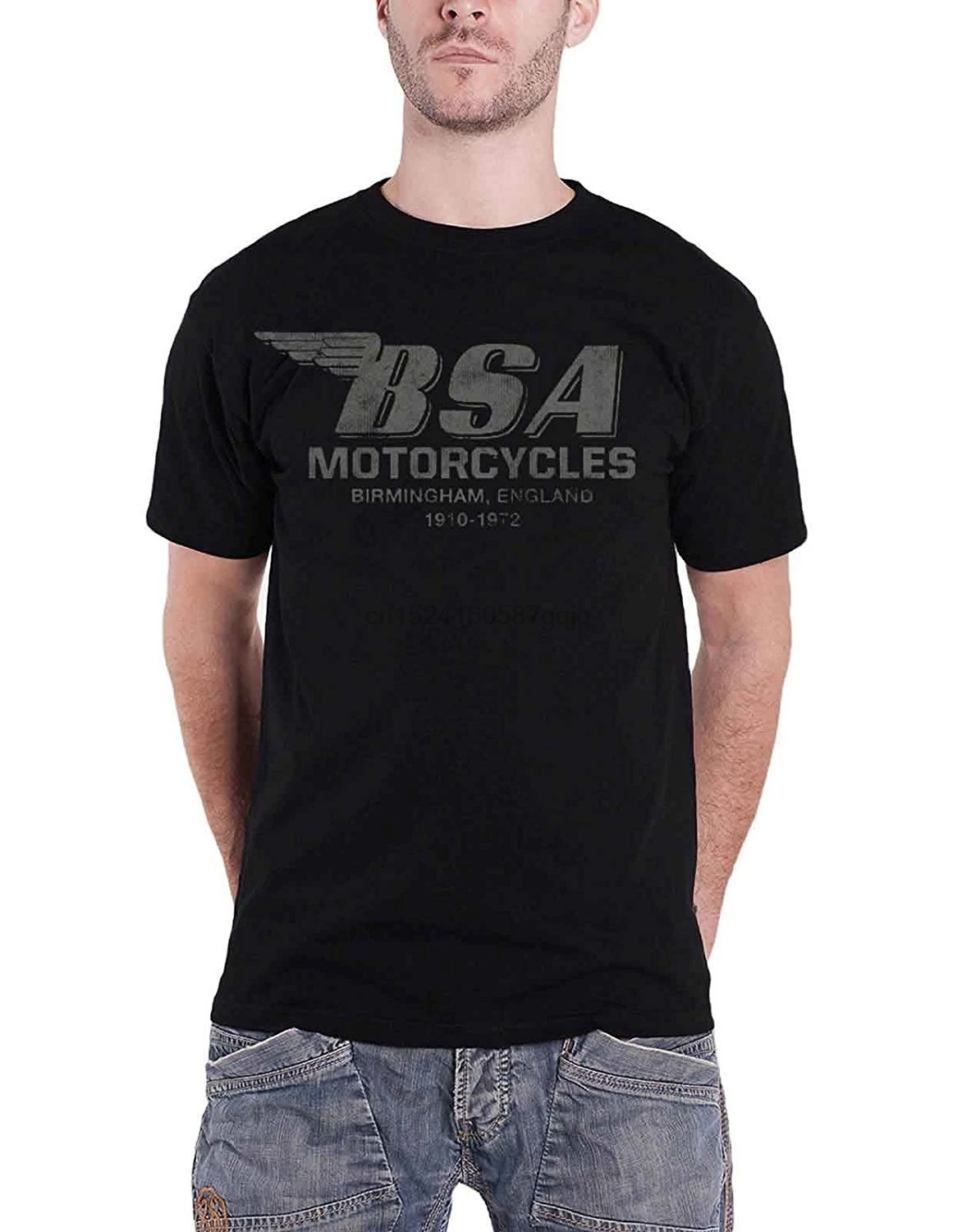 BSA Camiseta desgastada para hombre, Logo oficial, color negro|Camisetas| - AliExpress