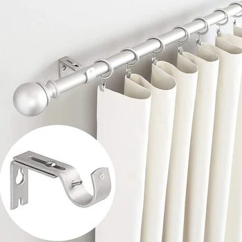 

2pcs Easy Install Metal Structure Support Adjustable Home Fixed Window Accessories DIY Hanging Hook Curtain Rod Bracket Holder