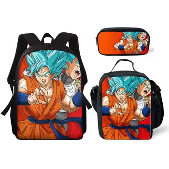 

Dragon Ball Backpack Set 3 Pieces Lightweight Durable Fashion Kids School Book Lunch Pencil Bags Anime Pattern Best Gifts