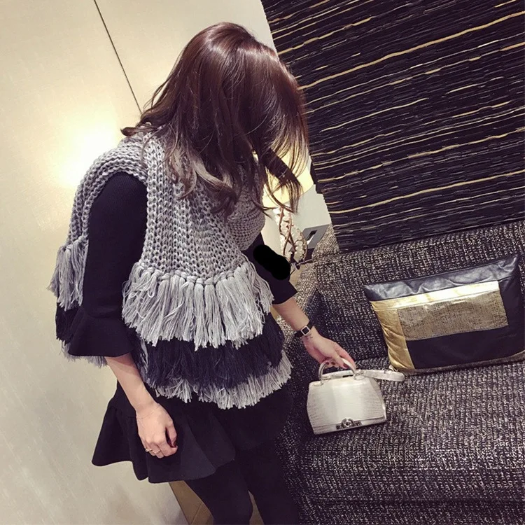 

2017 Autumn And Winter Korean-style Thick Knitted Scarf Small Chili-Mixed Colors Tassels Wool Scarf Warm Women's Scarf
