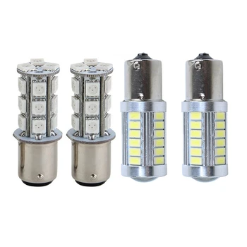 

4 Pcs LED Flash Car Brake Tail Rear Signal Stop Light Lamp Bulb, 2 Pcs Red & 2 Pcs White