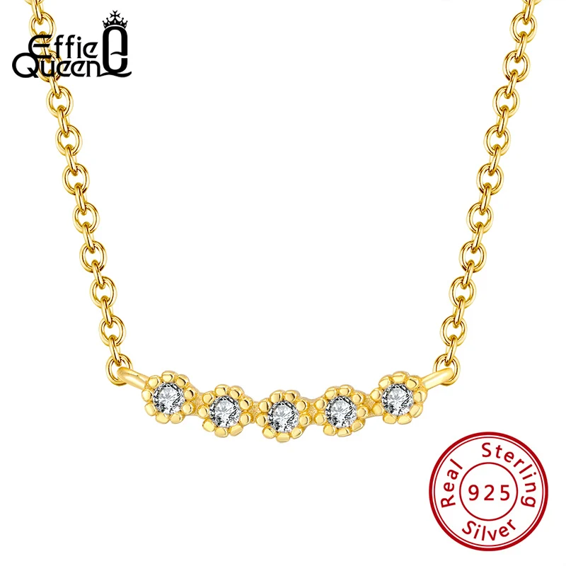 

Effie Queen Elegant Pendant Necklace AAAA Cubic Zircon 925 Sterling Silver With 5 Flower Shape For Women Jewerly Gift BN181