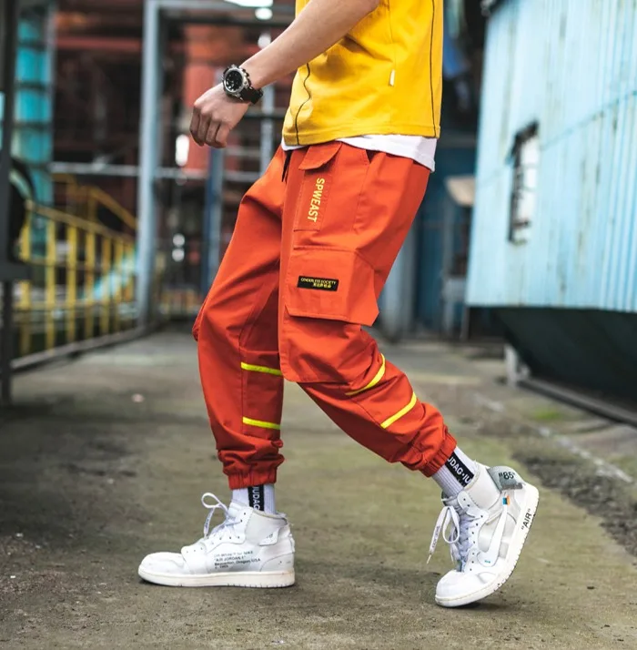 April MOMO штаны карго с карманами мужские Цветные Лоскутные Повседневные Jogger модные тактические брюки Tide Harajuku уличная американский размер