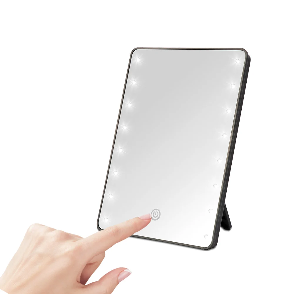 Makeup Mirror Folded 16 LEDs Touch Screen Dimmer Battery USB Switch with Operated Stand For Cosmetic Bedroom Tabletop Bathroom