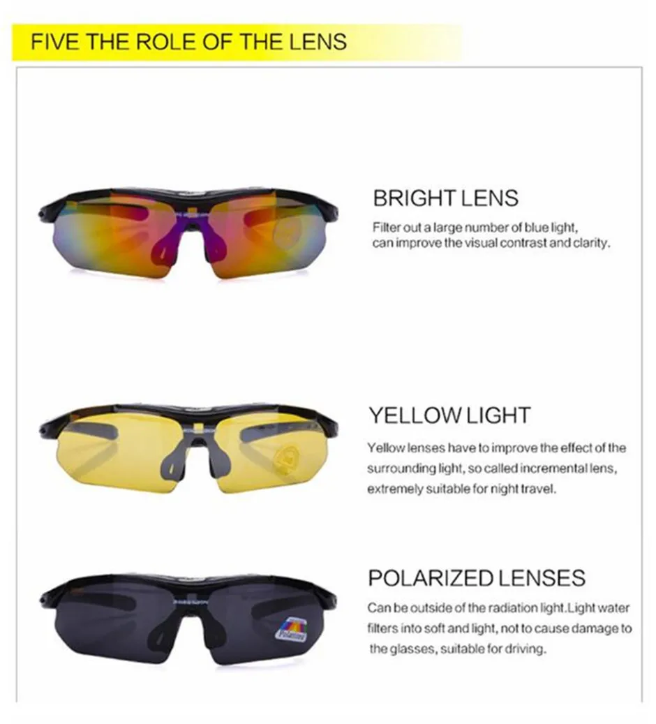 Polarized Cycling Glasses Eyewears 3 Lens Uv400 Mountain Road Bicycle Glasses Mtb Running Fishing Sunglasses Eyewear