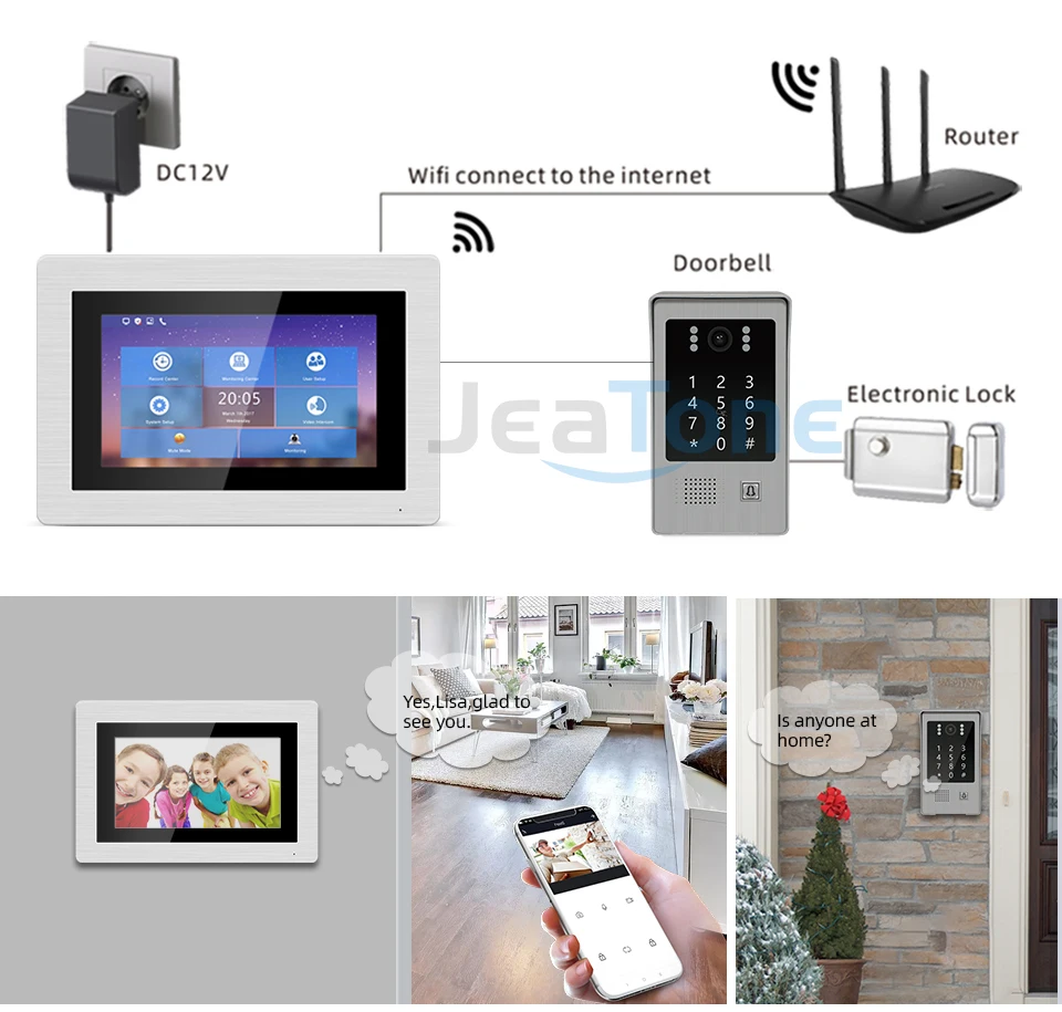 7インチ画面のドア開閉用テレビ電話,アクセス制御,モーション検出,wifi ip AliExpress