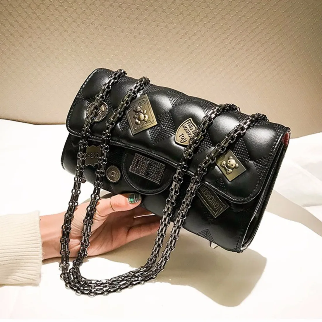 Vintage Pu Leather Chain Crossbody Bags For Women 2022 Luxury Handbags