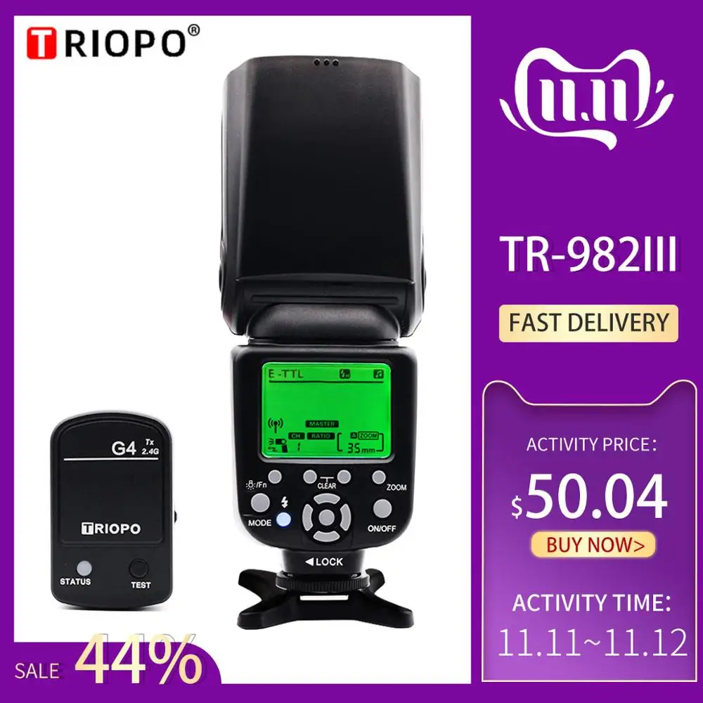 Prix Triopo TR 982III TR 982 III Flash Speedlite HSS Multi LCD sans fil maître esclave Mode Flash lumière pour CANON NIKON DSLR appareil photo