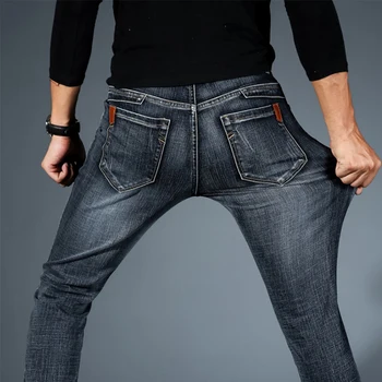 

2020 New Mens Fashion Black Blue Jeans Men Casual Slim Stretch Jeans Classic Denim Pants Trousers Plus Size 28-42 High Quality