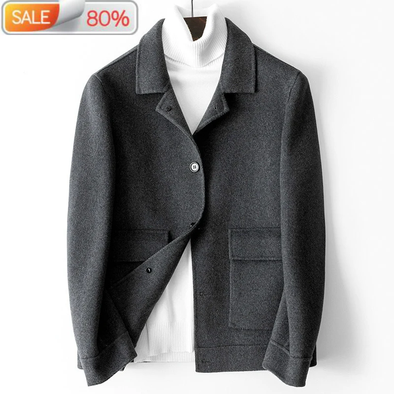 

Spring Wool Coat Men Short Korean Man Jacket Mens Coats and Jackets Handmade Overcoat Casual Manteau Homme 4430 B21933