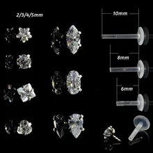 1 шт. 1,2x6/8/10 мм прозрачный Пресс подходит ухо пирсинг для ушного Козелка, ювелирное изделие для тела из гибкого биопласта пуш-ап-в Monore губная серьга серьги-гвоздики