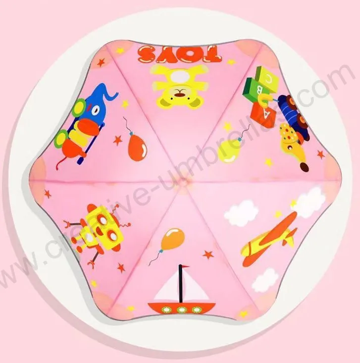 Pink Toys story Детский зонтик с изображением животных, цветущей сливы и розы, безопасный и экологичный, неоновый, светоотражающий, для ночной ходьбы, детский, prarasol - Цвет: Pink Toys story