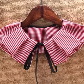 

2020 Fashion Fake Collar Black/Red Plaid Pleated Fake Tie Decorative Blouse Stand Collar Clothing Accessories High Quality