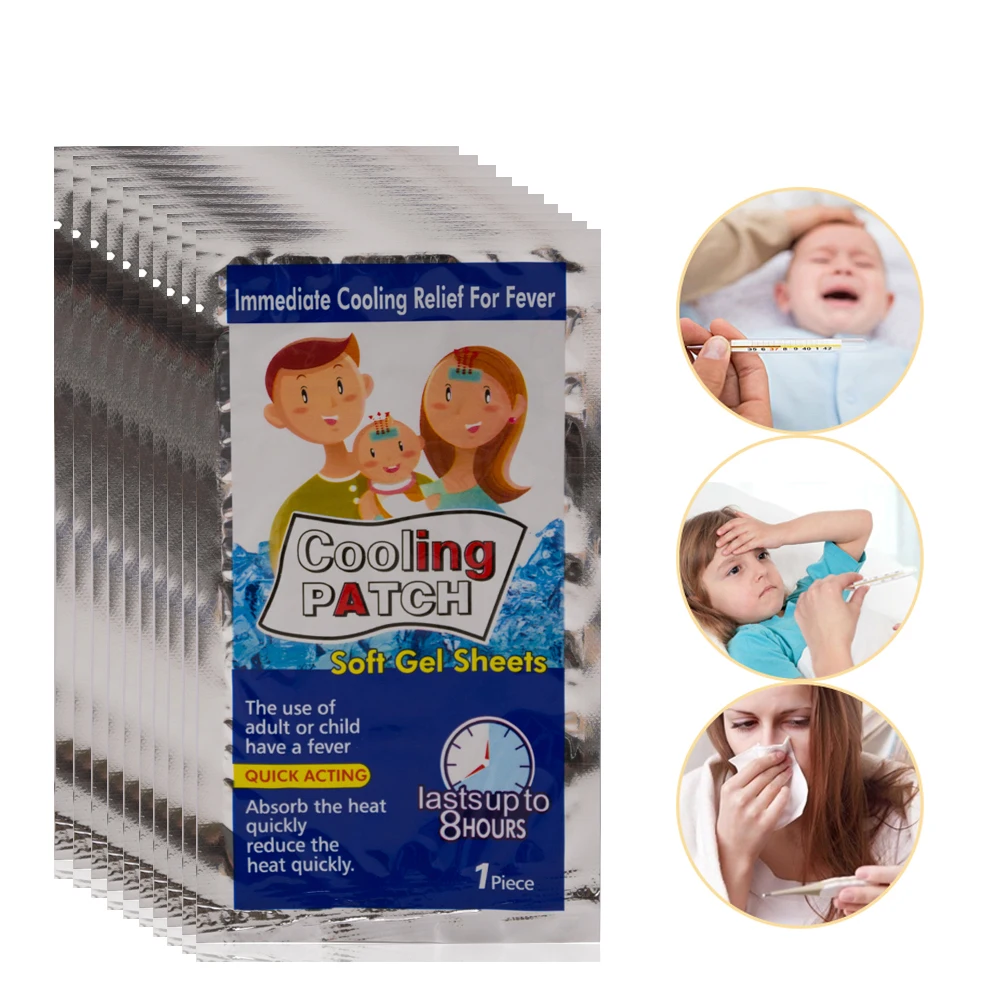10bags Cooling Patch Baby Fever Down Medical Plaster Lower Temperature Ice Gel Polymer Hydrogel Migraine Headache Pad | Красота и