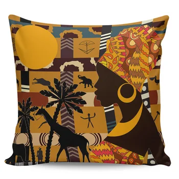 

African Female Elephant Giraffe Home Pillow Cases Living Room Sofa Chair Pillowcases Home Decor Square Cushion Covers