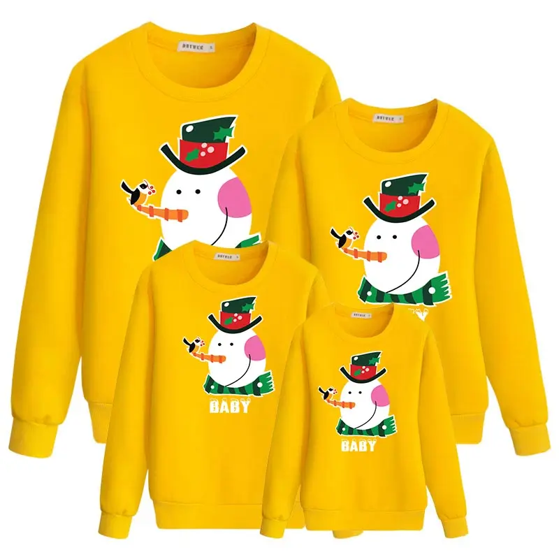 Семейные комплекты; толстовки для папы, сына, мамы и дочки; Рождественская хлопковая зимняя одежда для маленьких детей; снеговик; мама, Папа, мама - Цвет: Color3