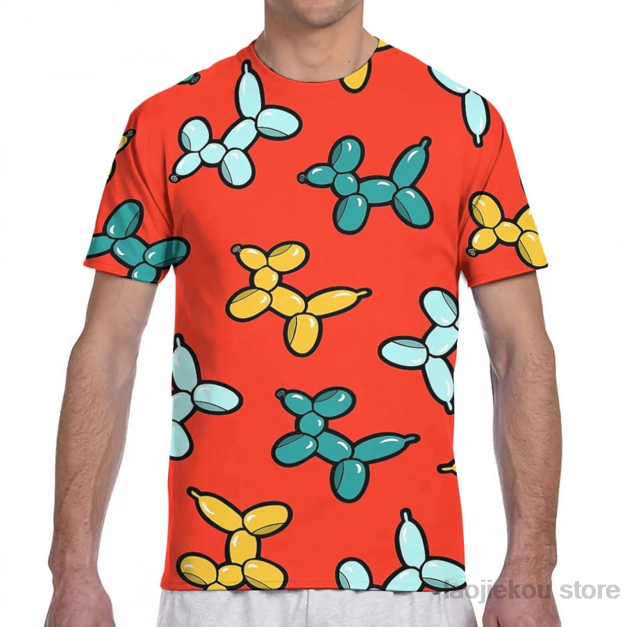 

Balloon Animal Dogs Pattern in Red men T-Shirt women all over print fashion girl t shirt boy tops tees Short Sleeve tshirts