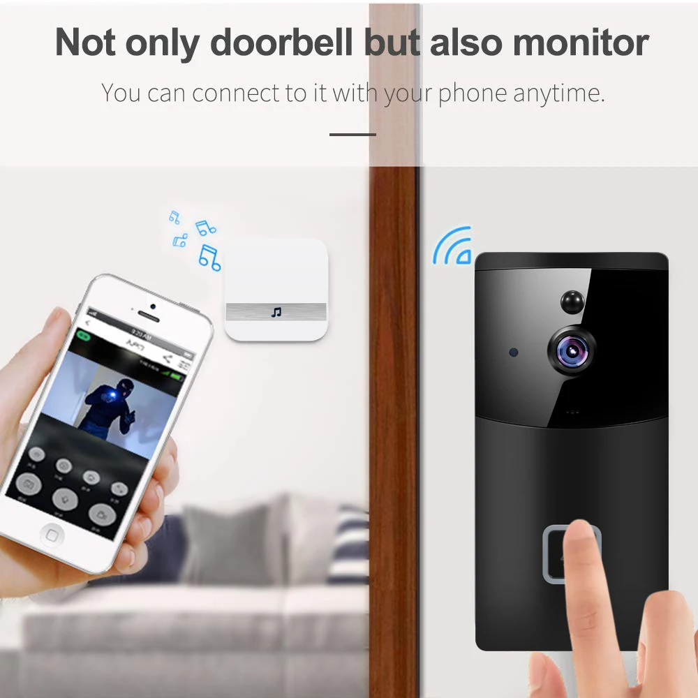 Умный беспроводной 2,4G WiFi дверной Звонок ip видеосвязь HD 1080P видеокамера с Wi-Fi детектор движения ночного видения Видео дверной телефон