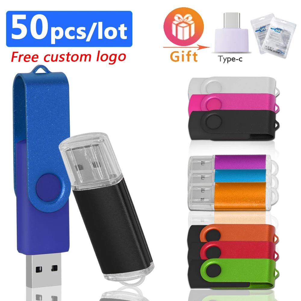 50pcs/lot Free Faster Shipping Metal USB Flash Drive 4GB 2.0 Free LOGO