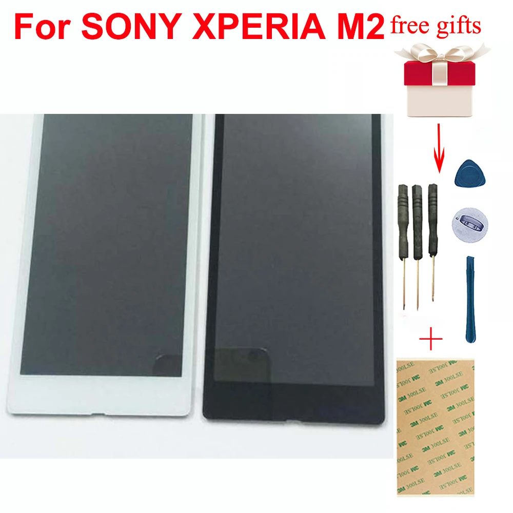 

Black/White Touch Screen Digitizer Sensor Glass + LCD Display Screen Panel Assembly for SONY XPERIA M2 AQUA D2403 D2406 4G / LTE