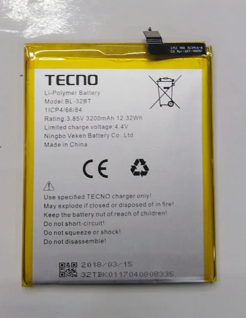 3200mAh 3,85 V батарея для TECNO BL-32BT батарея для мобильного телефона запасные части