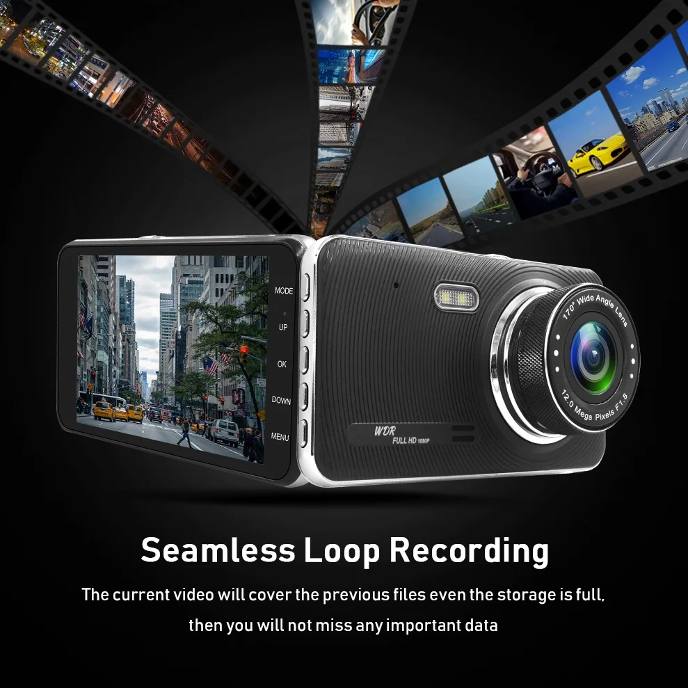 4 дюйма Ips Двойной Камера Full Hd 1080P с Зеркало заднего вида автомобиля вождения Регистраторы Dvr Автоматическая Регистраторы и функцией ночной съемки