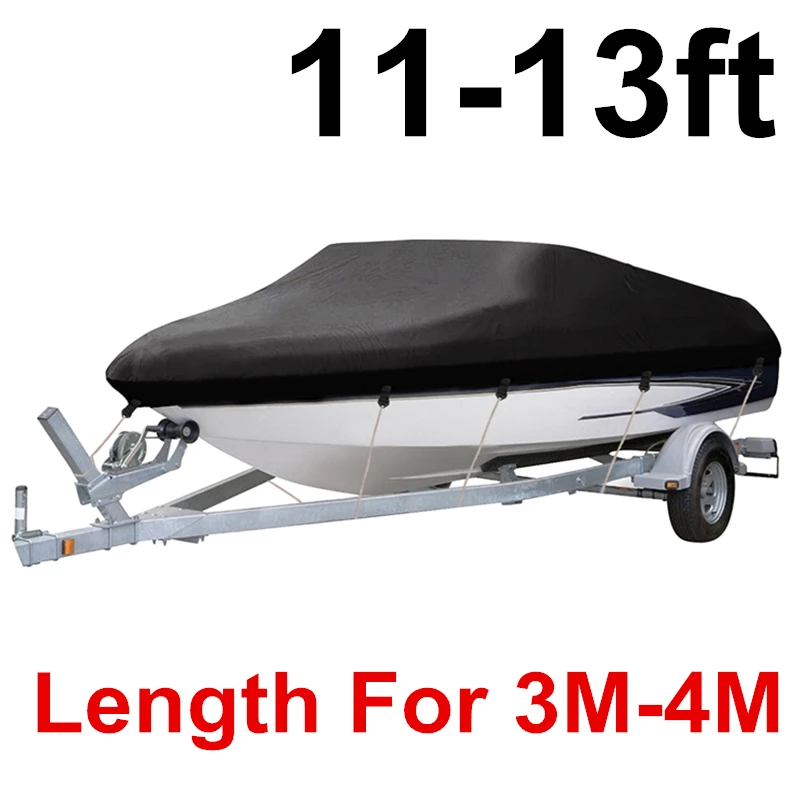 11-13ft 420D Trailerable чехол для лодки водонепроницаемый дождь рыба-лыжный v-корпус защита от солнечных лучей защита от воды ленты швартовки для катера D40 - Color: 11-13ft