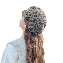 Береты для женщин и мужчин, унисекс, зимняя шапка в стиле художника, Женские винтажные леопардовые береты, женская шапка, теплая прогулочная шапка Gorras