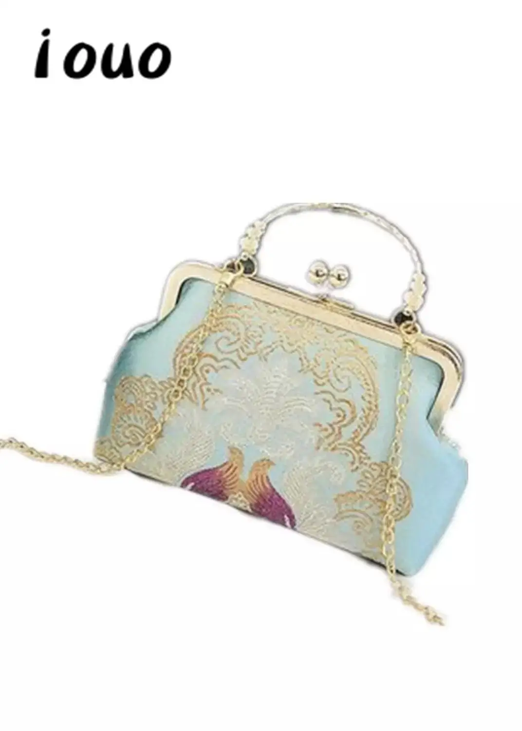 

iouo authentic Chinese style shoulder bag clutch bag embroidered cheongsam female Hanfu elegant retro antique bag small handbag