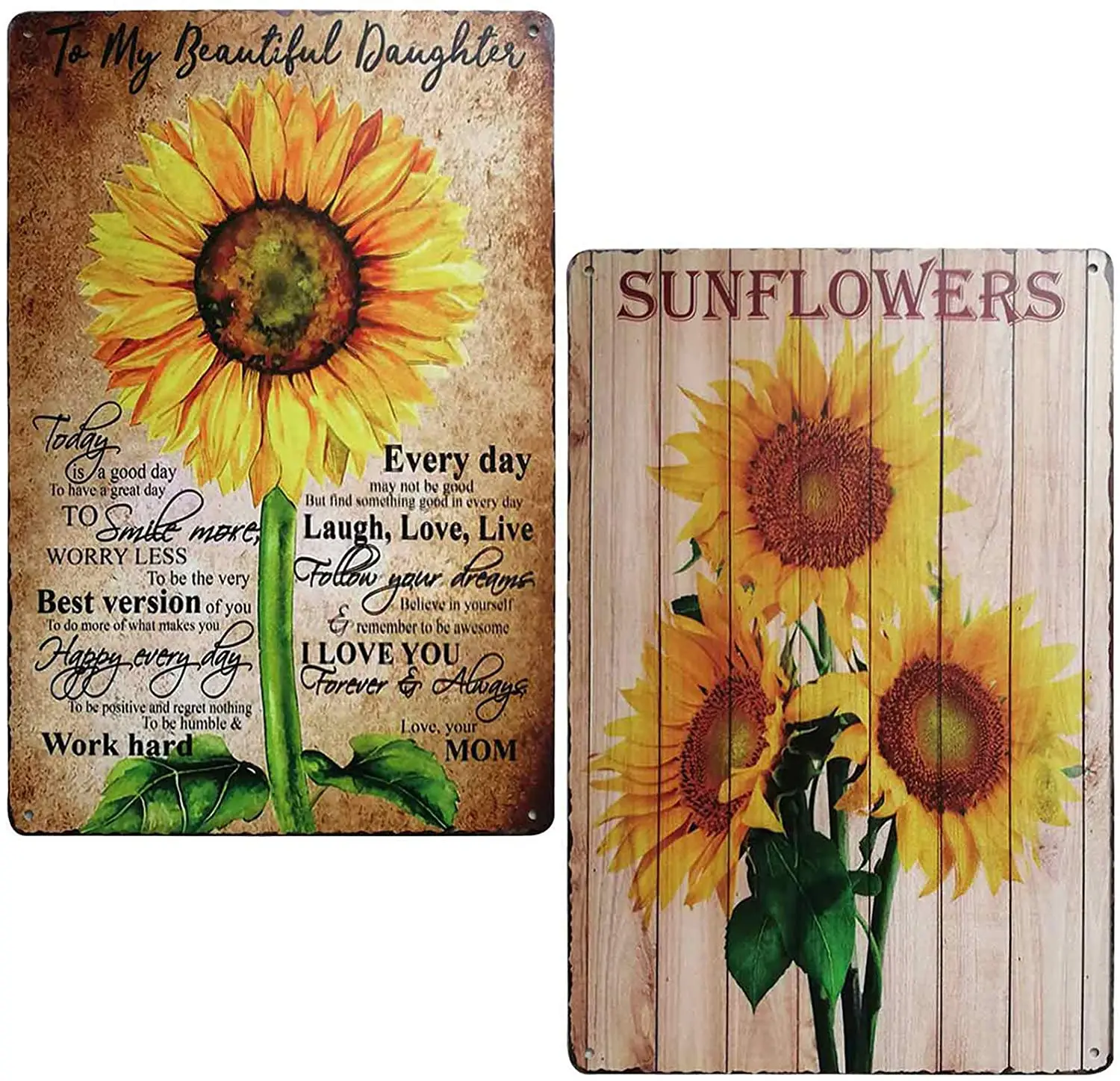 

TISOSO Rustic Sunflower Retro Vintage Tin Sign Farmhouse Decorations,Laundry Room Decor, Kitchen, Living Room, Bathroom