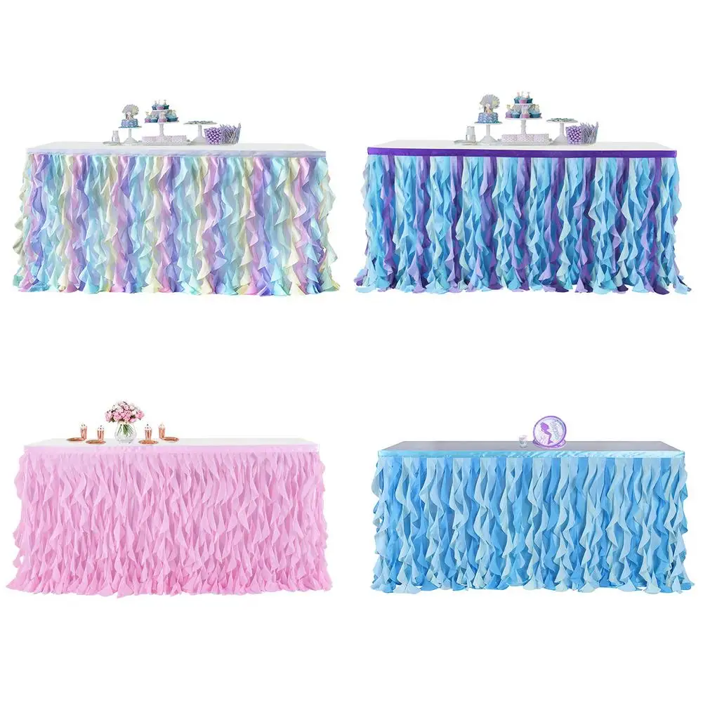 6FT Wedding Party Tutu Tulle Table Skirt Cover Tableware Cloth Baby Shower Party Home Decor Table Skirting Birthday