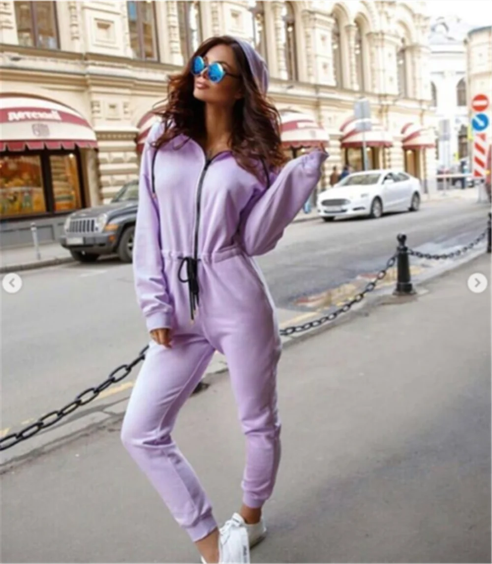 Женские толстовки на молнии с длинным рукавом, спортивный комбинезон с капюшоном, Длинные Комбинезоны, спортивный костюм, облегающие костюмы