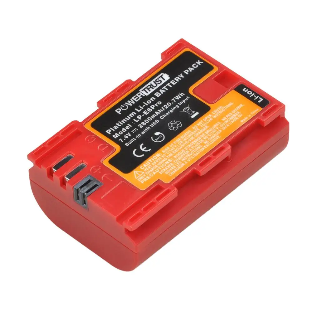 PowerTrust LP-E6 LP E6 2800mAh 7.4V LPE6 LP-E6N Camera Battery for Canon 5D Mark II III IV 5DS 5DS R EOS 6D 70D 80D Cameras