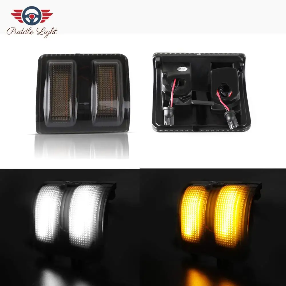 2 шт дымовые боковые зеркальные габаритные огни для 2008- Ford F150 F250 F350 F450 Супер рабочий сигнал поворота Янтарный и белый - Испускаемый цвет: Smoked