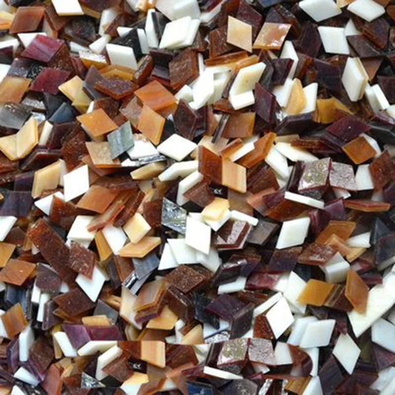 1 кг/мешок Разноцветные квадратные прозрачные стеклянные мозаичные плитки для рукоделия, мозаики, детские головоломки, искусство, ремесло, прозрачный камень - Цвет: mixed brown