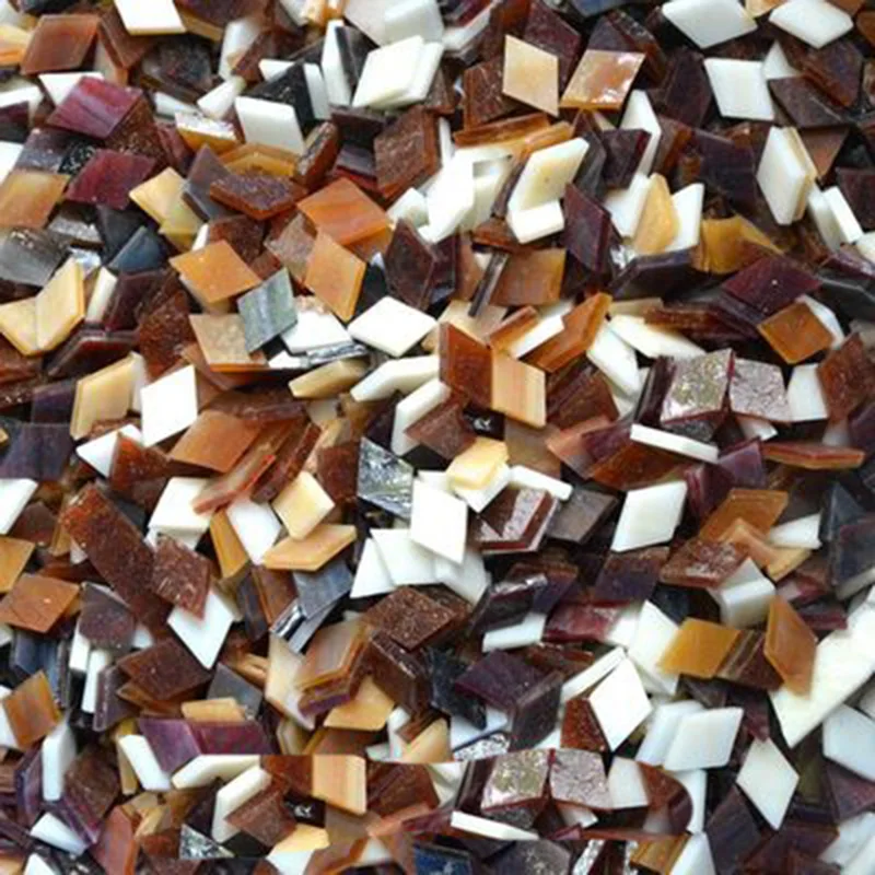 mixed brown 1 кг/мешок Разноцветные квадратные прозрачные стеклянные мозаичные плитки для рукоделия, мозаики, детские головоломки, искусство, ремесло, прозрачный камень - Цвет: mixed brown