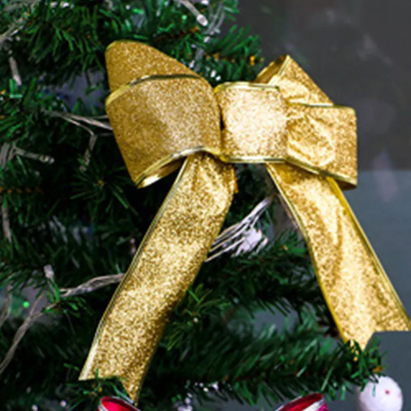 Тканевый бант, украшение для рождественской елки, рождественские банты, банты, креативный банкет, товары для дома, вечерние украшения - Цвет: Gold
