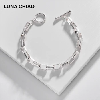 

LUNA CHIAO Worn Gold Silver Color Metal Chunky Chain Link Bracelets for Women