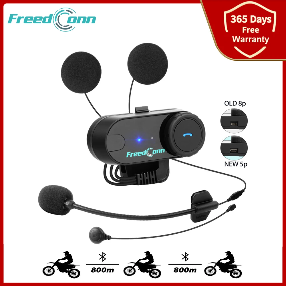 Original FreedConn TCOM VB 800m Bluetooth Motorcycle Helmet Intercom Interphone Headset With FM Radio T-COM VB Intercomunicador