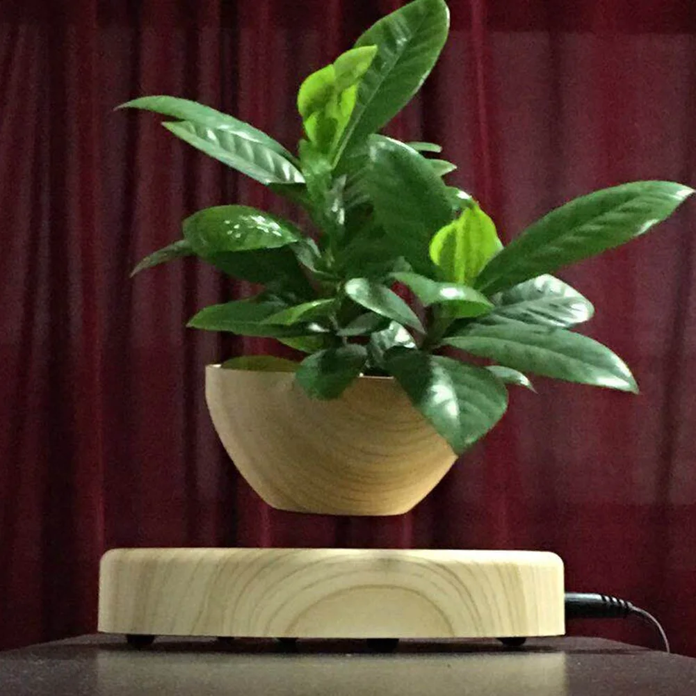 Levitating Air Bonsai Pot Rotating Flower Planter Magnetic Levitation Suspension Flower Floating Pot Desk Home Office Decor