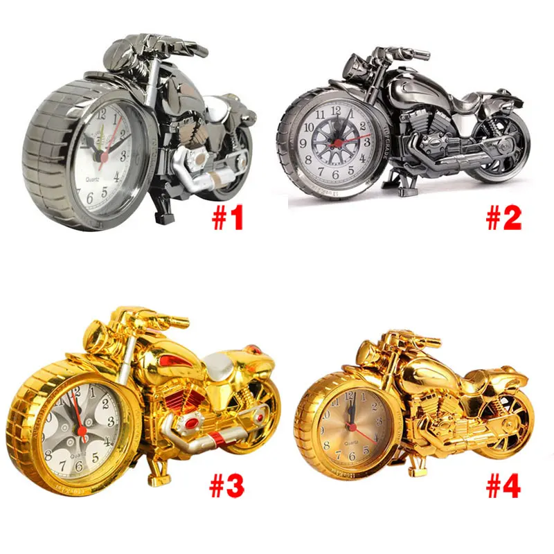 Creative Motorcycle Motorbike Pattern Alarm Clock Desk Clock Creative Home Birthday Gift Cool Clock (Wheel Type was Randomly)