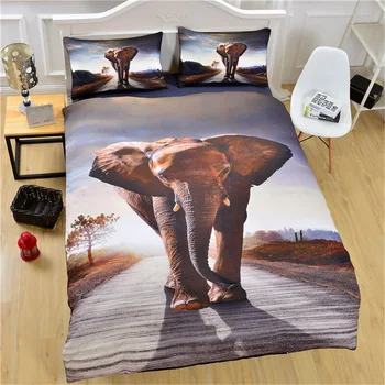 

Animal HD Print Elephant Pattern Quilt Cover with 2 Pillowcase Fashion Bedding 3 Piece Set 3D Printing Available Size