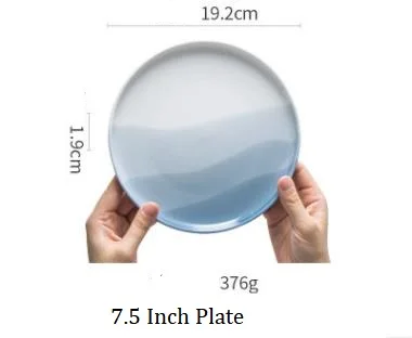 7.5 inch Plate Домашняя Корейская керамическая посуда Скандинавская тарелка набор чаши для риса и супа мгновенная супница круглый стейк десертный ужин тарелка - Цвет: 7.5 inch Plate