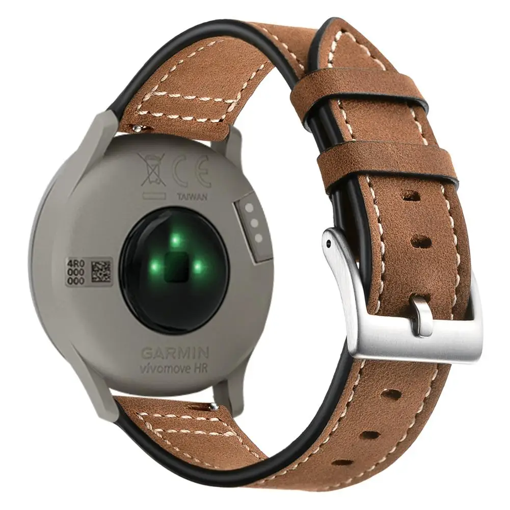 20 мм высококачественный кожаный ремешок для Garmin Vivoactive 3/Vivomove HR первый слой кожаный сменный Браслет с пряжкой