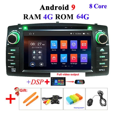 4G 64G DSP 2 din Android 9,0 автомобильный dvd мультимедийный плеер gps Авторадио для TOYOTA Corolla E120 e 120 BYD F3 Автомобильный Радио ПК wifi OBD2 - Цвет: 4G 64G  DSP FULL