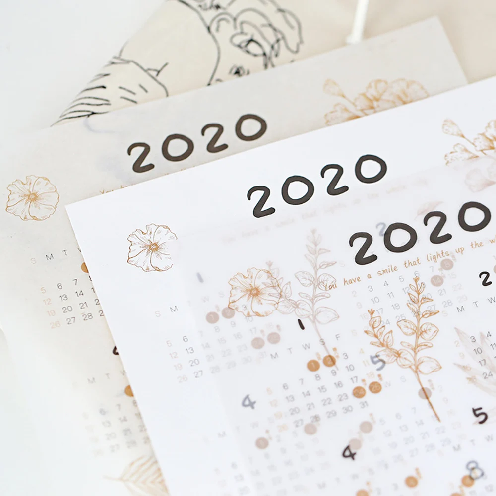 3 шт. календарь 2020 Yeaely наклейка бумага серная кислота бумажный Набор для офиса