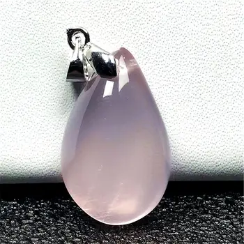 

Necklace Pendant Natural Pink Rose Quartz Jewelry For Women Men 24x15x9mm Silver Oval Stone Mozambique Crystal Gemstone AAAAA