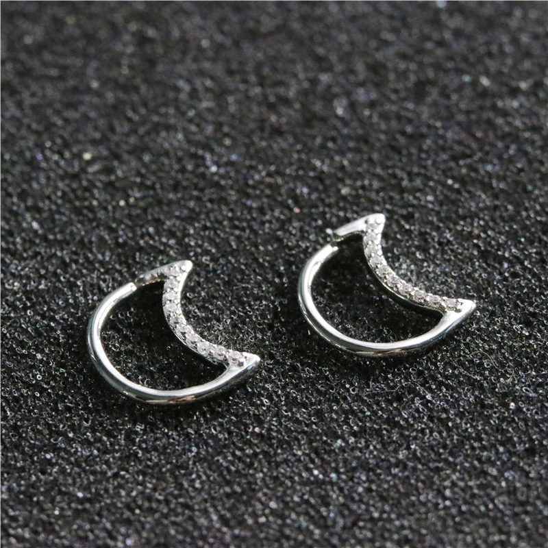 1 шт. крошечные CZ кристалл луна медные серьги Daith Helix пирсинг для пупка модный пирсинг ювелирные изделия для женщин серебряные ювелирные изделия UVW209