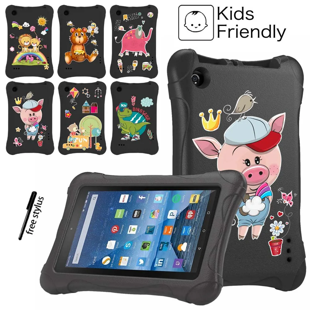 

Kids Case for Amazon Fire 5th 2015/7th 2017/9th 2019 Black EVA Cartoon Pattern Series Foam Tablet Non-toxic EVA Full Body Cover