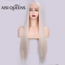 Aisi Queens синтетический парик фронта шнурка натуральный длинный прямой светильник блонд Бесплатные части для черный белый женщин косплей волос